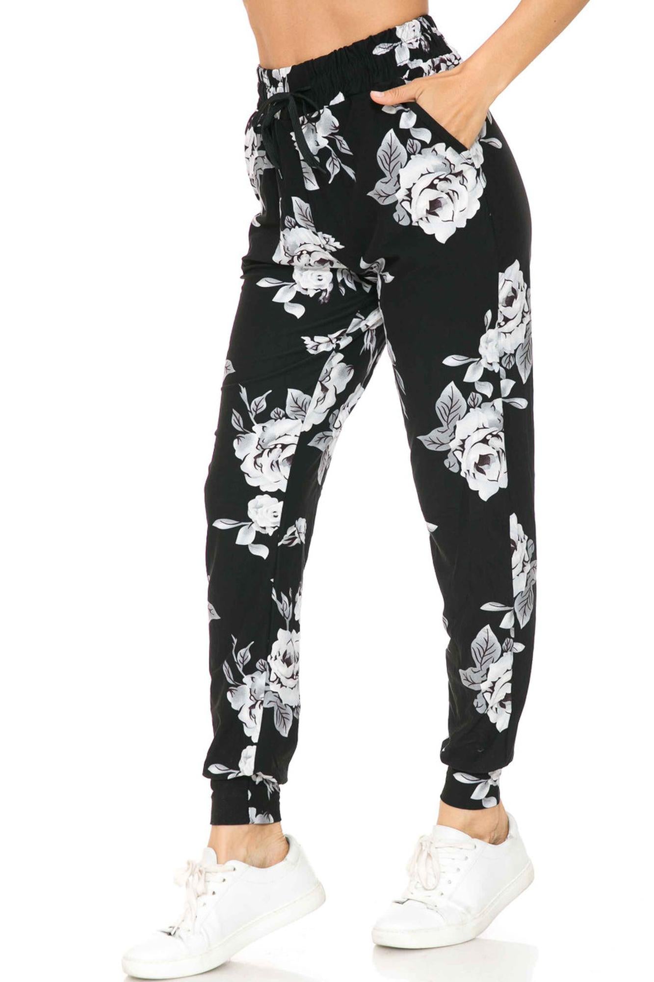 Buttery Smooth Jumbo White Rose Joggers