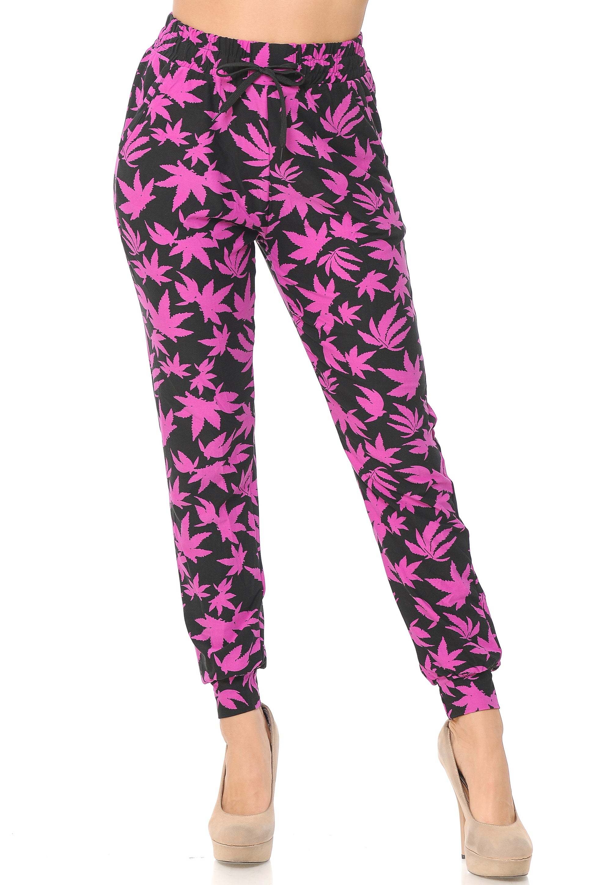 Buttery Smooth Solid Fuchsia Marijuana Joggers