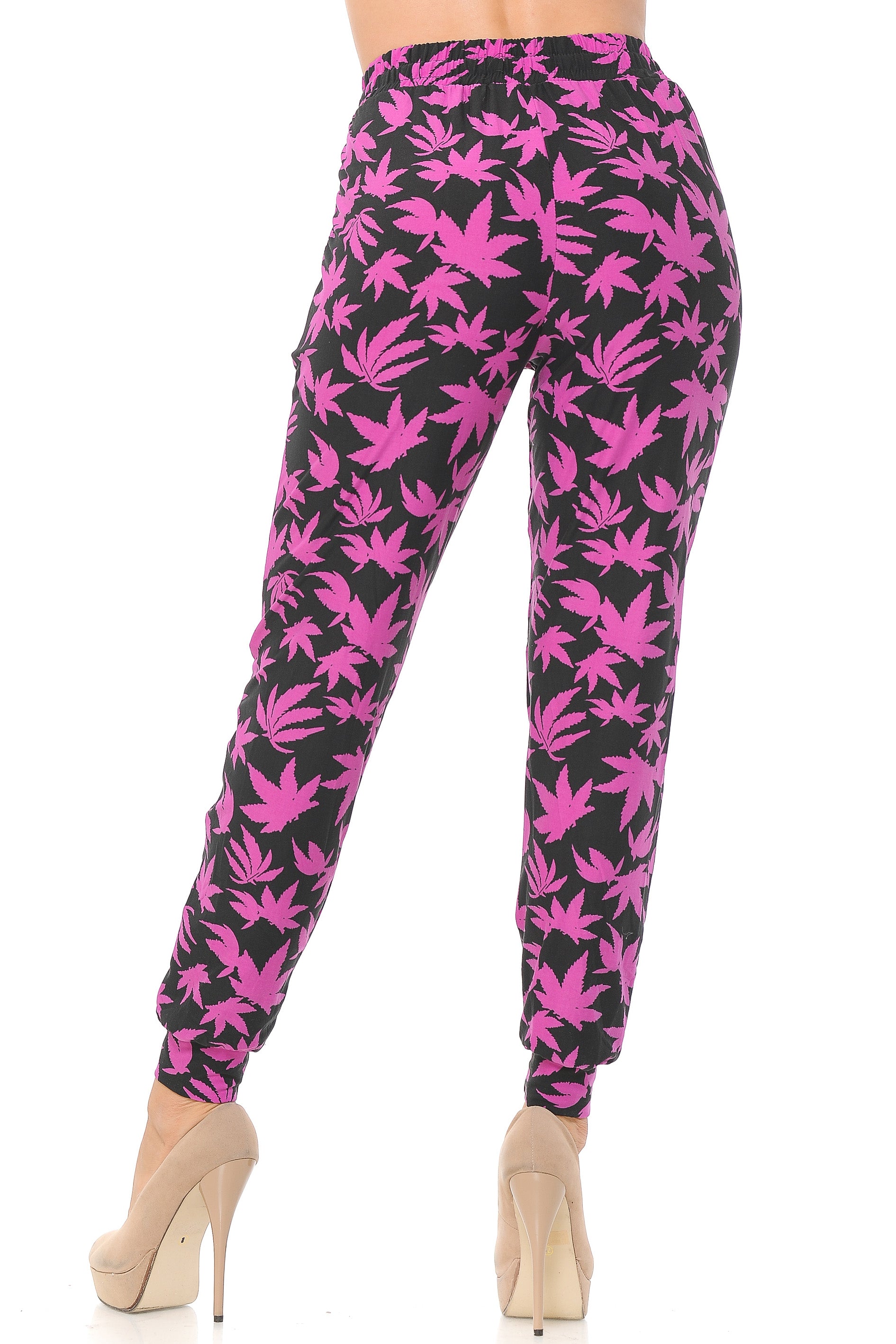 Buttery Smooth Solid Fuchsia Marijuana Joggers