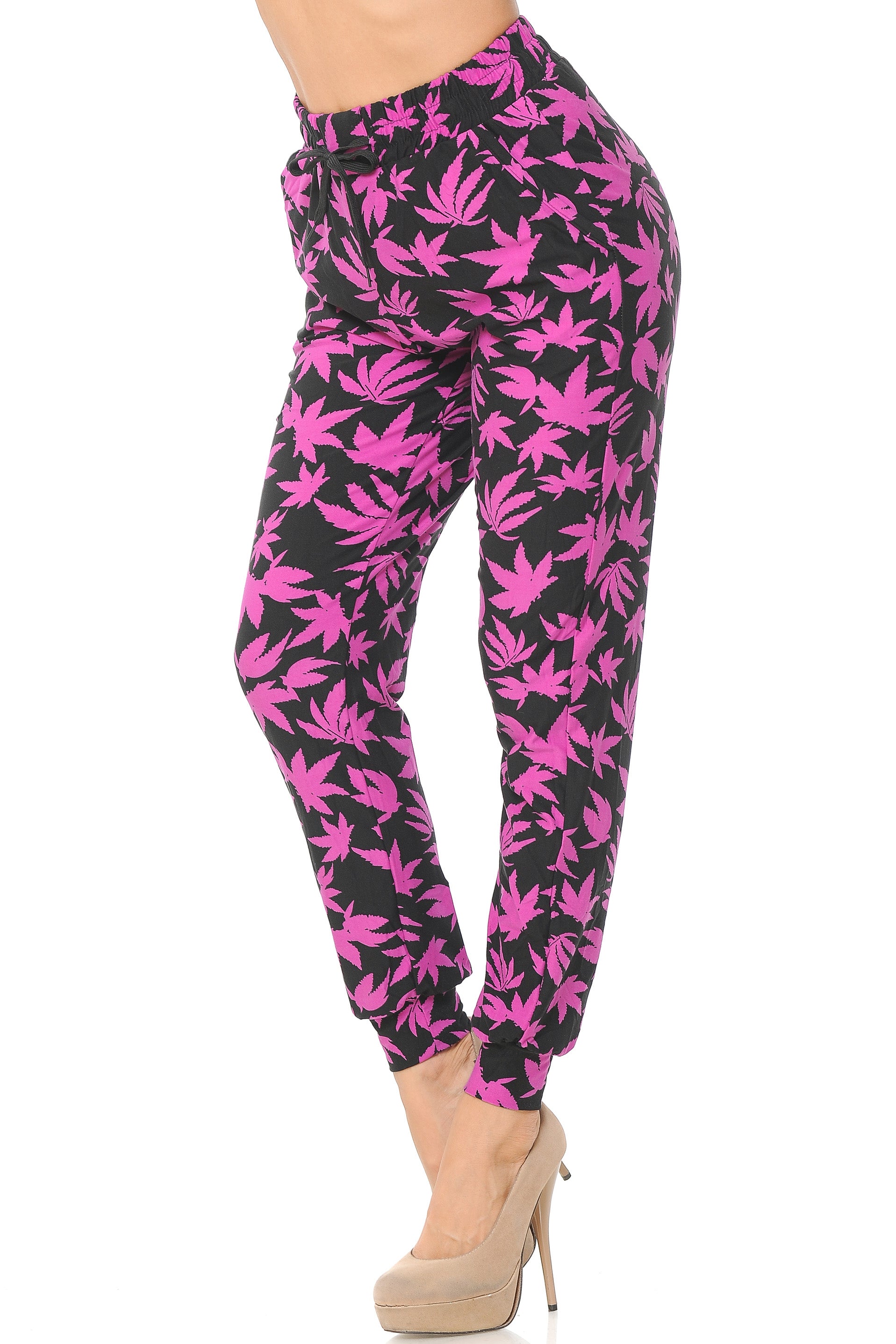 Buttery Smooth Solid Fuchsia Marijuana Joggers
