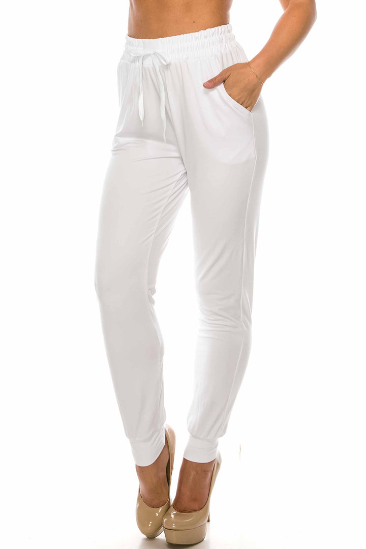 Buttery Smooth Solid Basic White Joggers - EEVEE