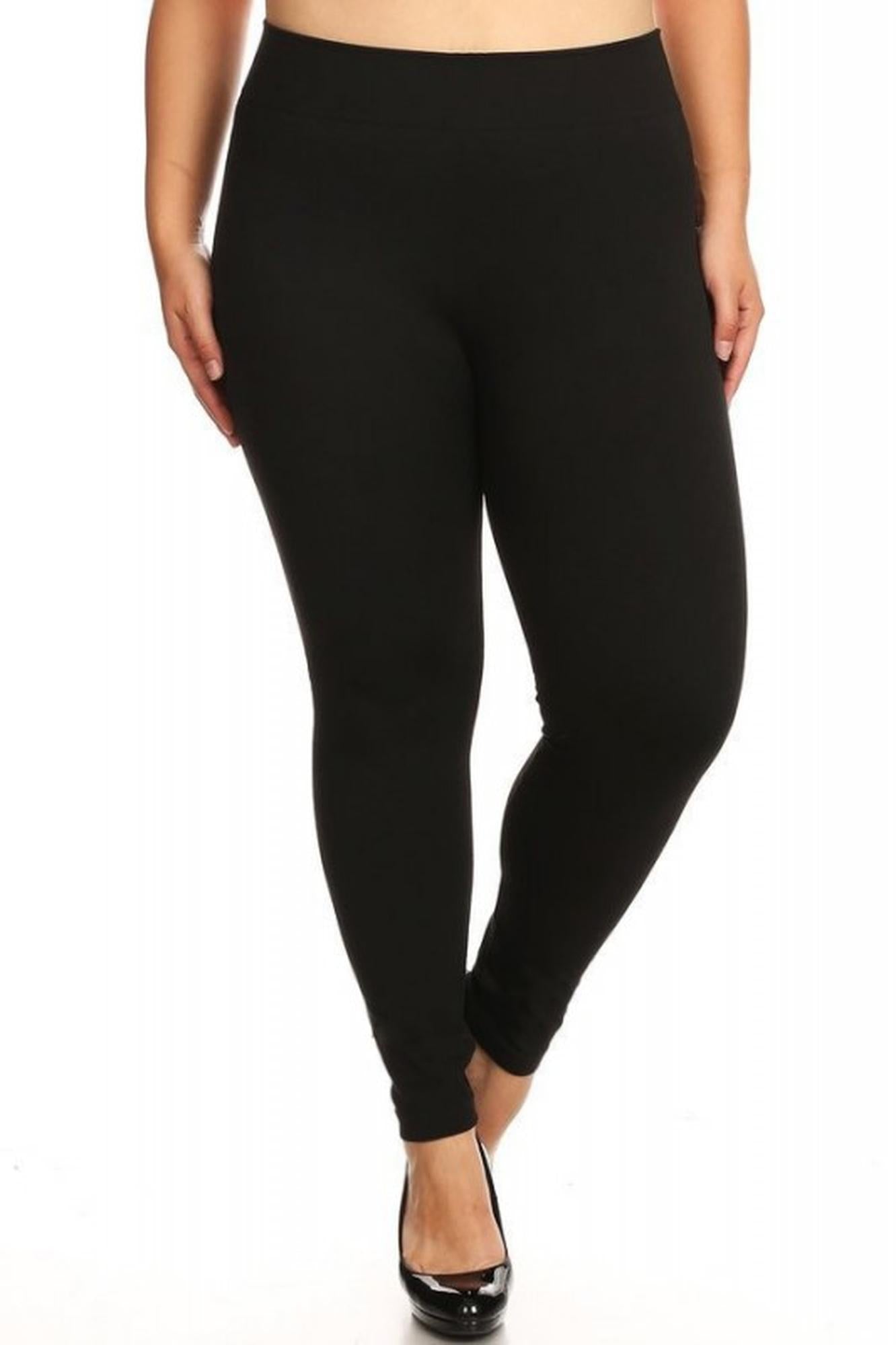 Women's Rib Fit Plus Size Leggings - Black Charcoal - 2 Pack (One Size Plus,Black Charcoal)