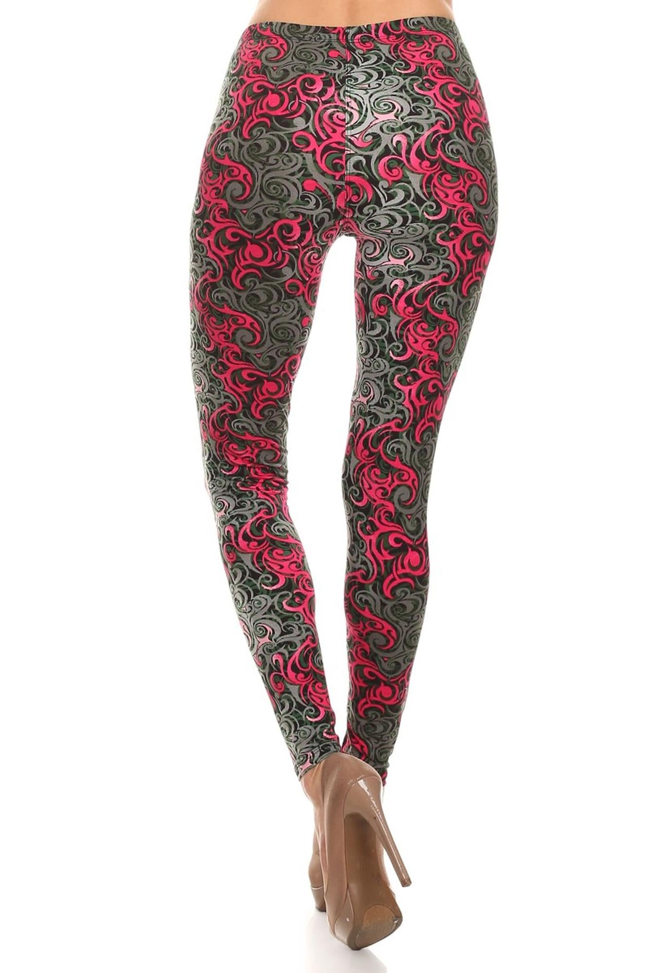 Buttery Soft Fuchsia Tangled Swirl Leggings - XSmall (XSmall One Size,Fuchsia)