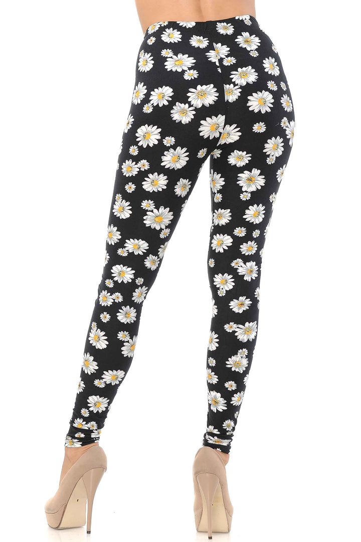 Buttery Soft Daisy Leggings - XSmall (XSmall One Size,Black)