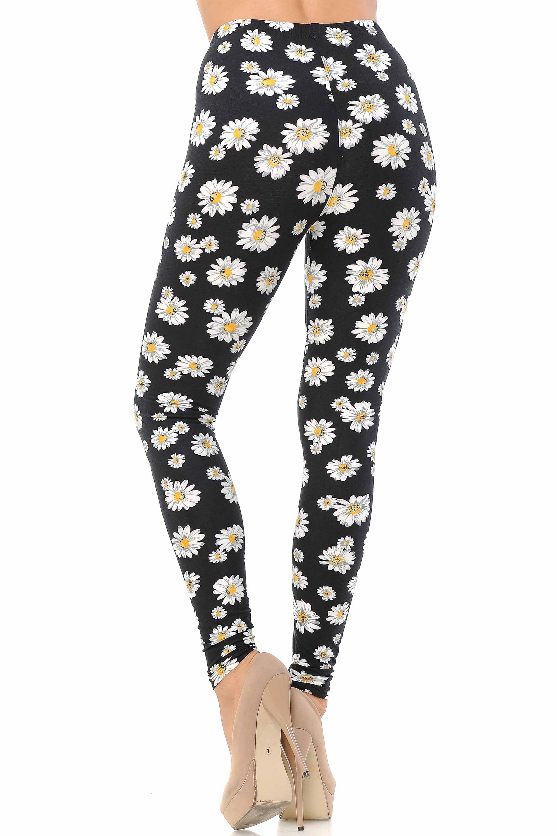 Buttery Soft Daisy Leggings - XSmall (XSmall One Size,Black)