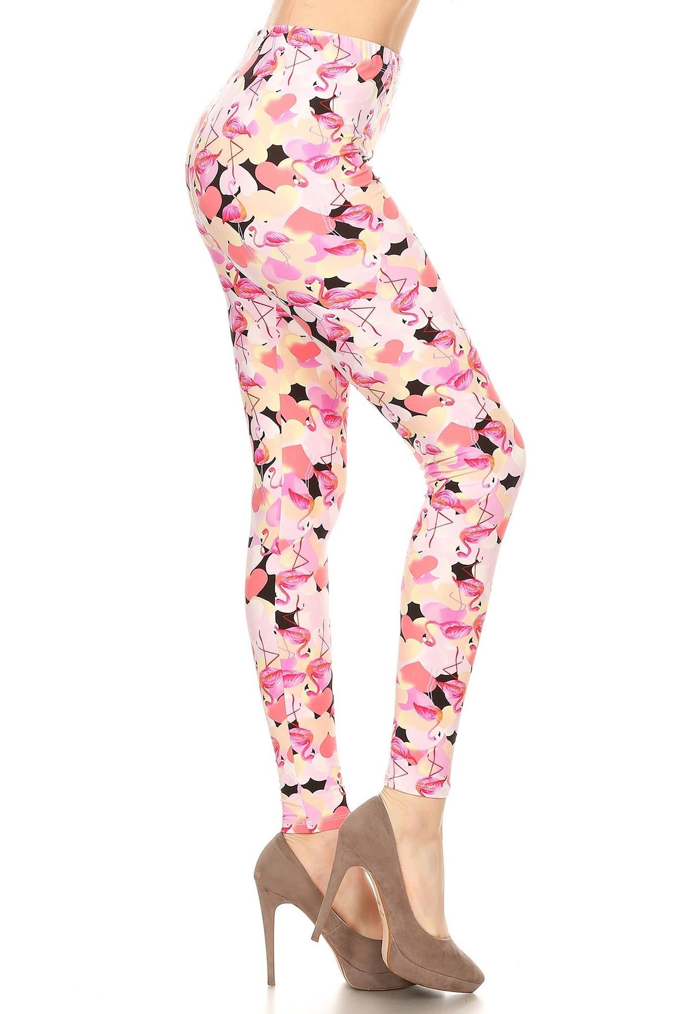 Buttery Soft Gorgeous Pink Flamingos Leggings - XSmall (XSmall One Size,Pink)