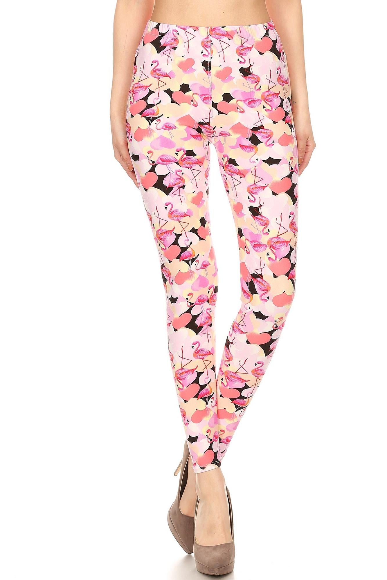 Buttery Soft Gorgeous Pink Flamingos Leggings - XSmall (XSmall One Size,Pink)