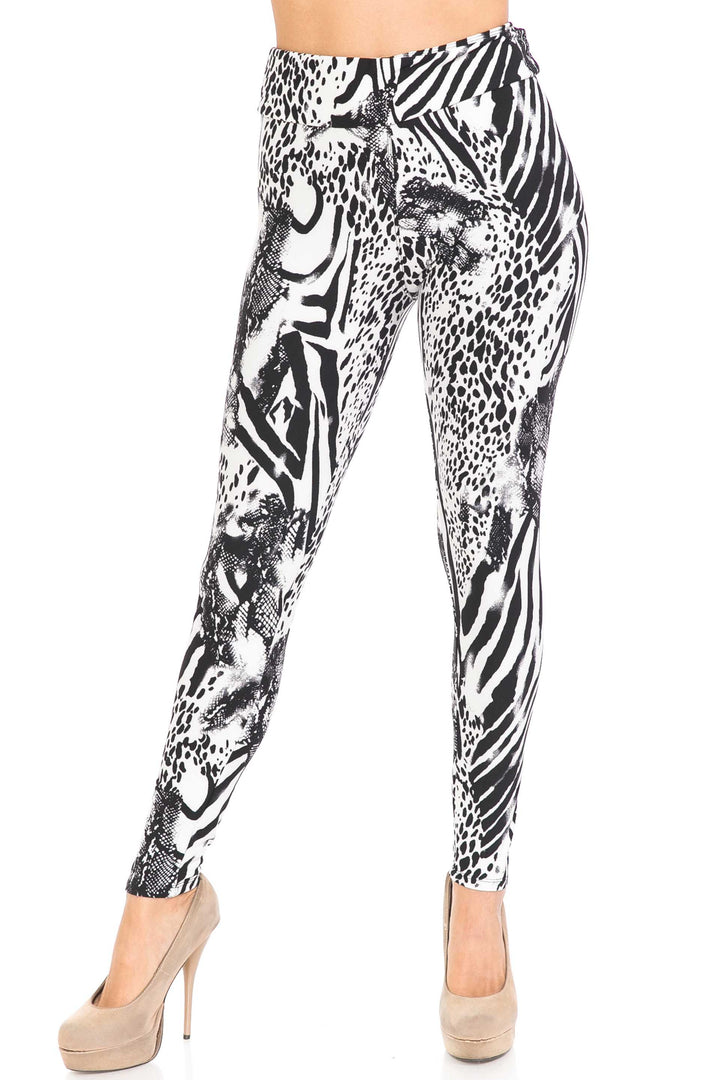 Buttery Soft Wild Safari High Waisted Leggings (One Size Regular,Black)