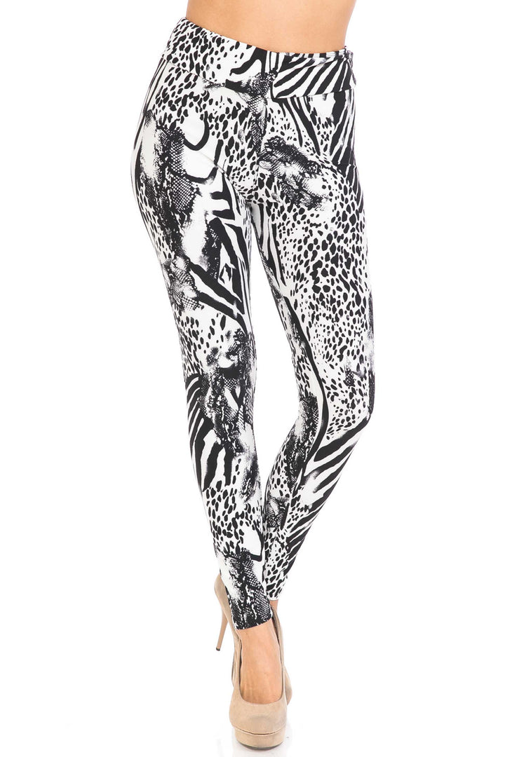 Buttery Soft Wild Safari High Waisted Leggings (One Size Regular,Black)