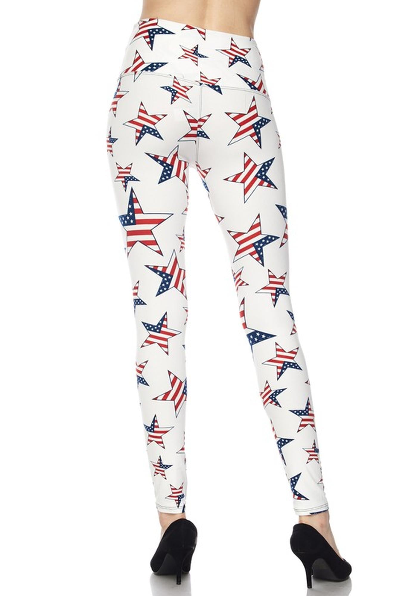 Ivory USA Flag High Waisted Leggings (One Size Regular,White)