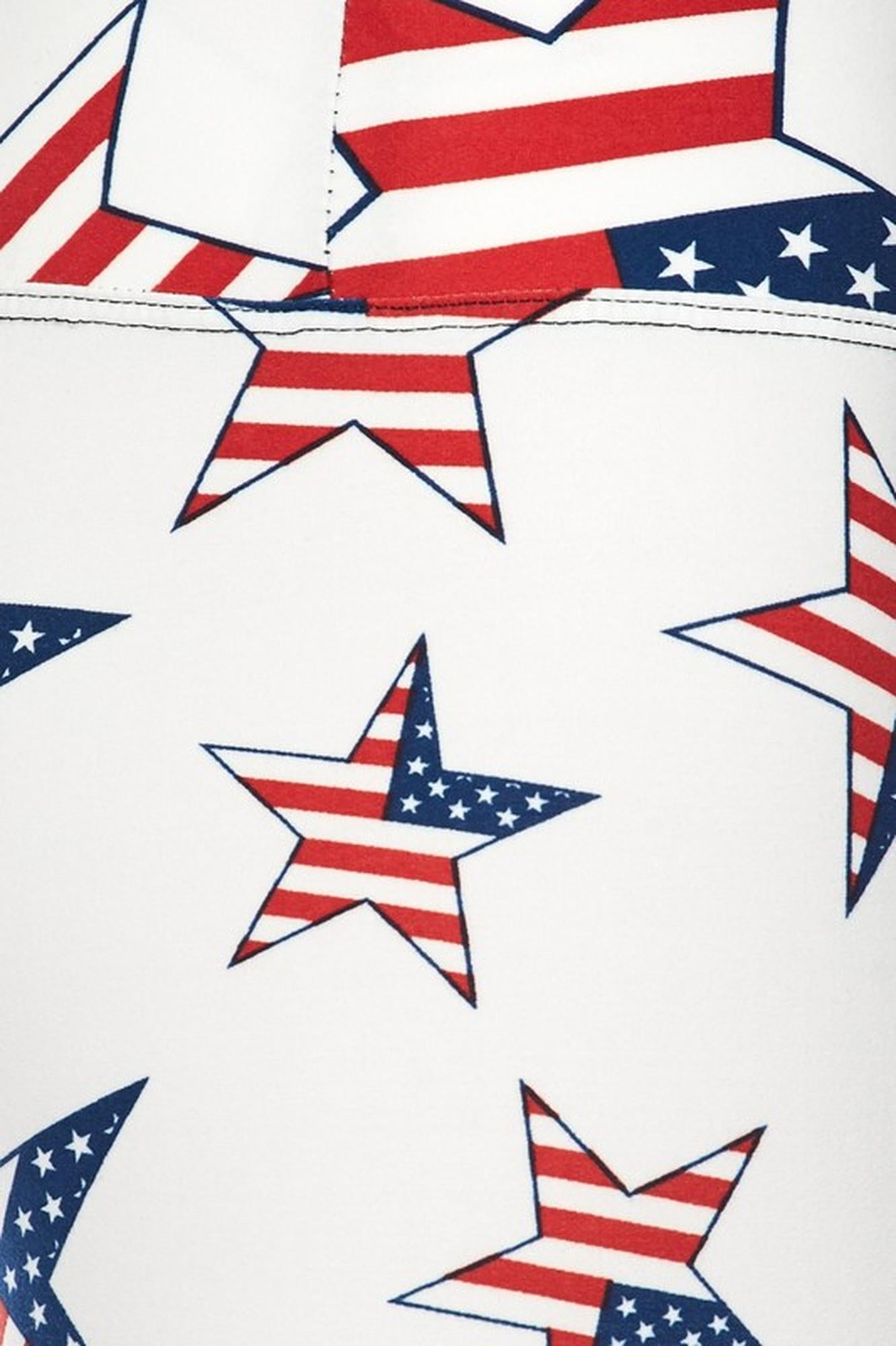 Ivory USA Flag High Waisted Leggings (One Size Regular,White)