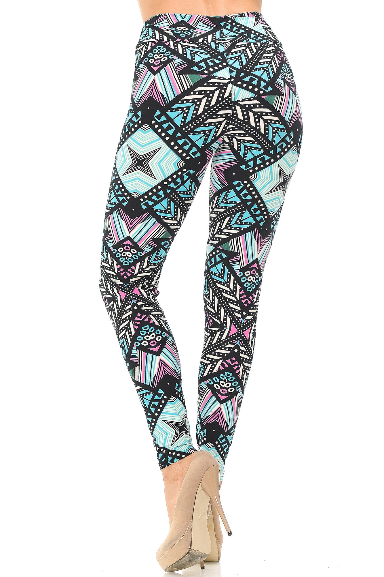 Buttery Soft Melodic Emerald Tribal High Waisted Leggings (One Size Regular,Green)