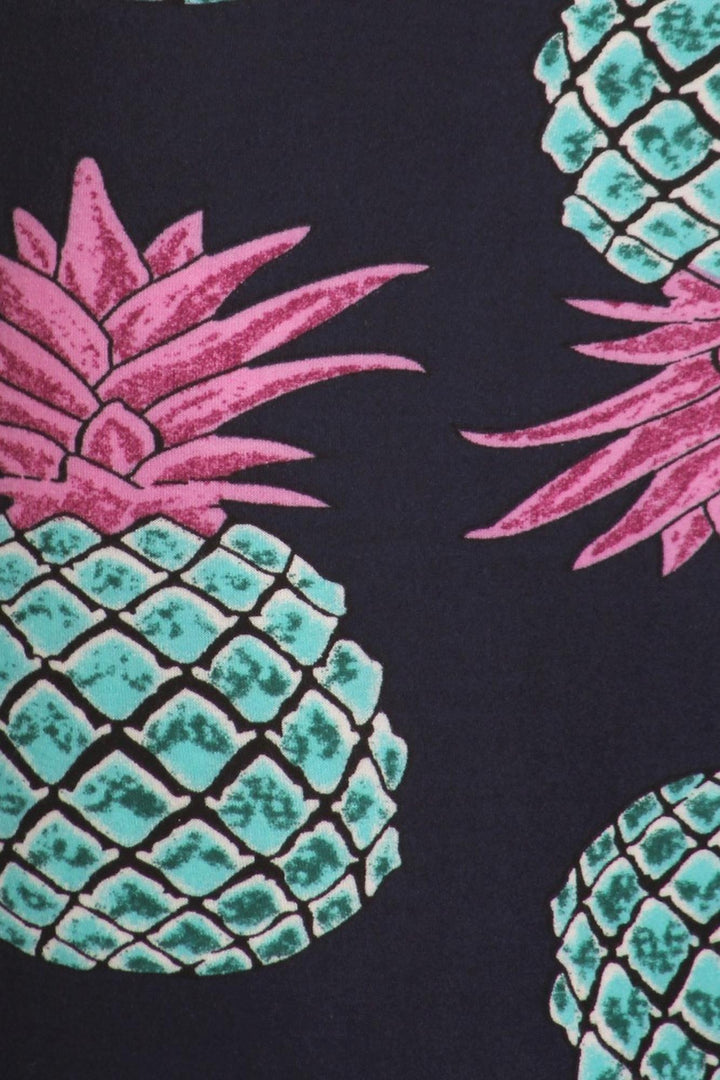 Buttery Soft Teal Pineapple High Waisted Leggings - EEVEE (One Size Regular,Teal)