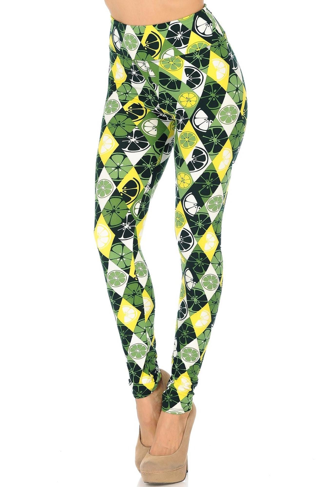 Buttery Soft Luck of the Irish Lime High Waisted Leggings (One Size Regular,Green)