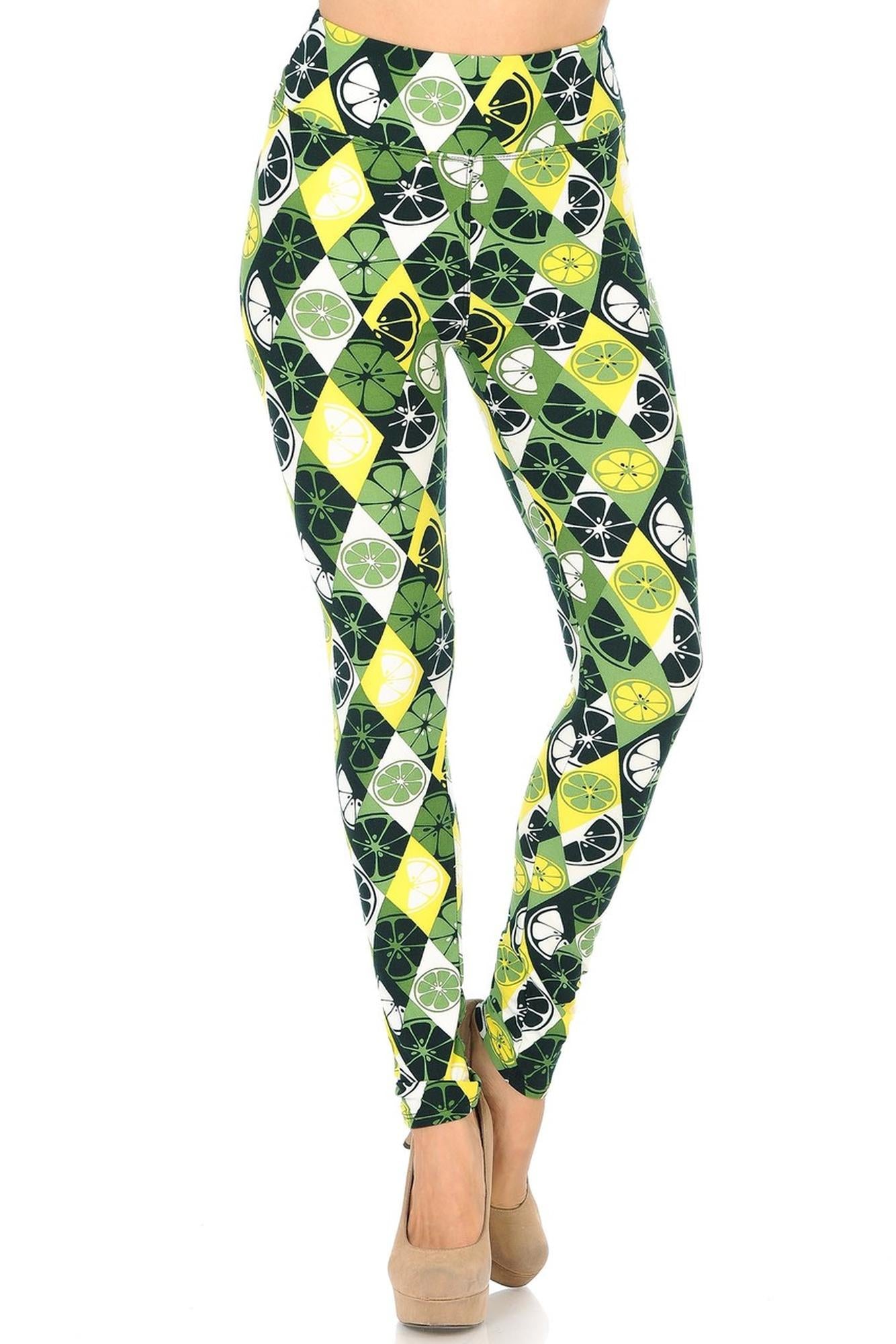 Buttery Soft Luck of the Irish Lime High Waisted Leggings (One Size Regular,Green)