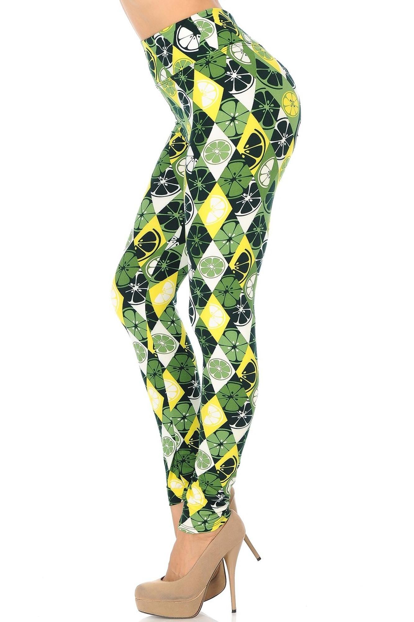Buttery Soft Luck of the Irish Lime High Waisted Leggings (One Size Regular,Green)