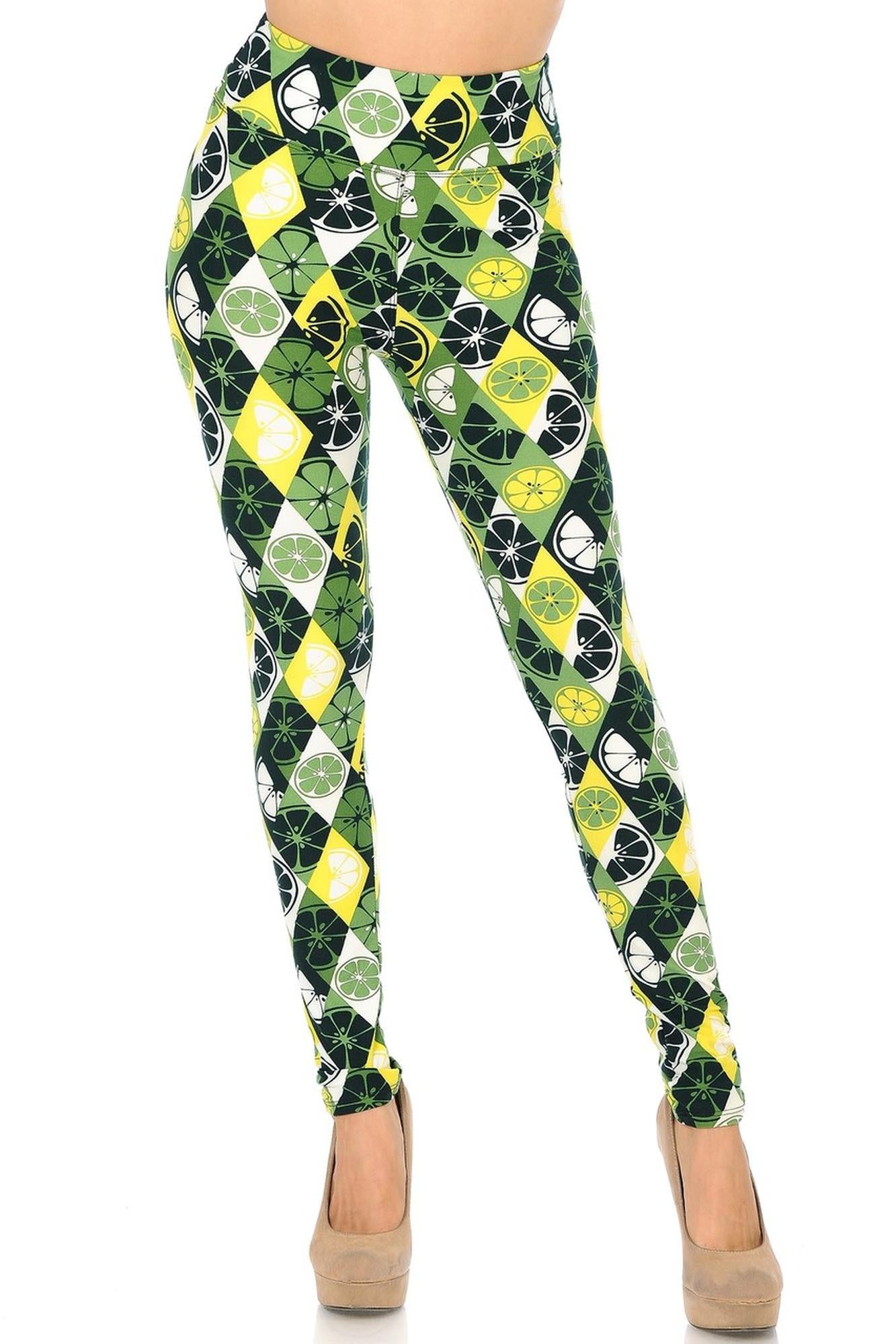 Buttery Soft Luck of the Irish Lime High Waisted Leggings (One Size Regular,Green)