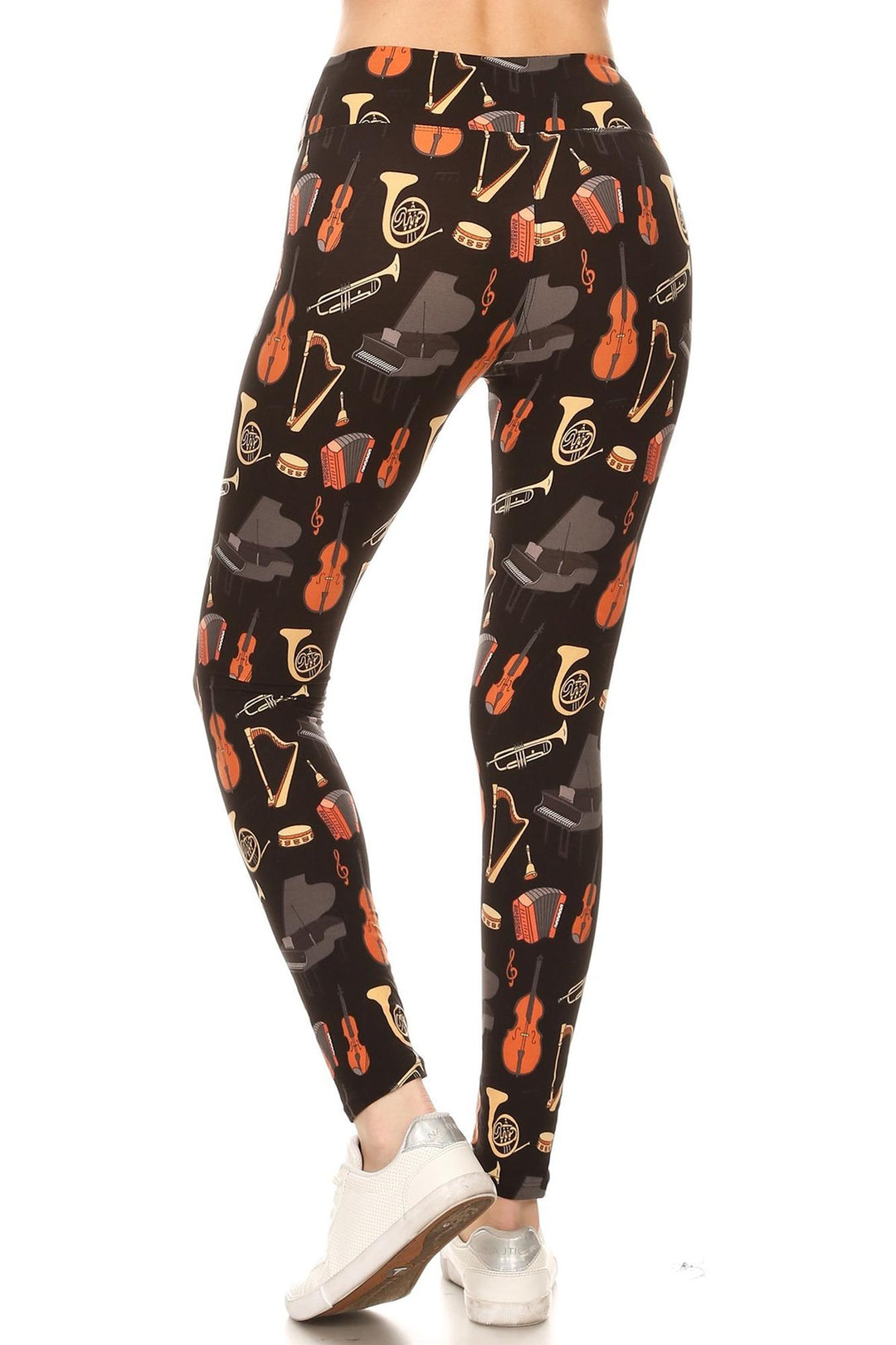 Buttery Soft Musical Instrument High Waisted Plus Size Leggings (One Size Plus,Black)