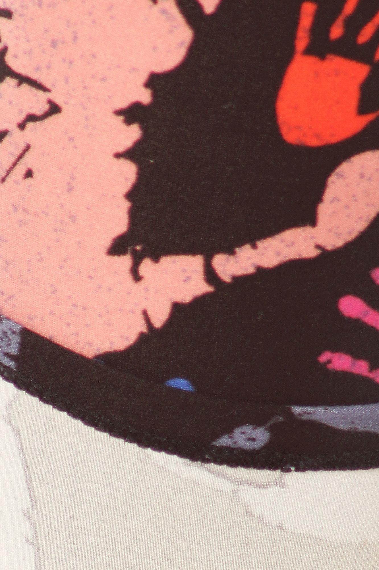 Buttery Soft Colorful Hand Print High Waist Plus Size Leggings (One Size Plus,Black)