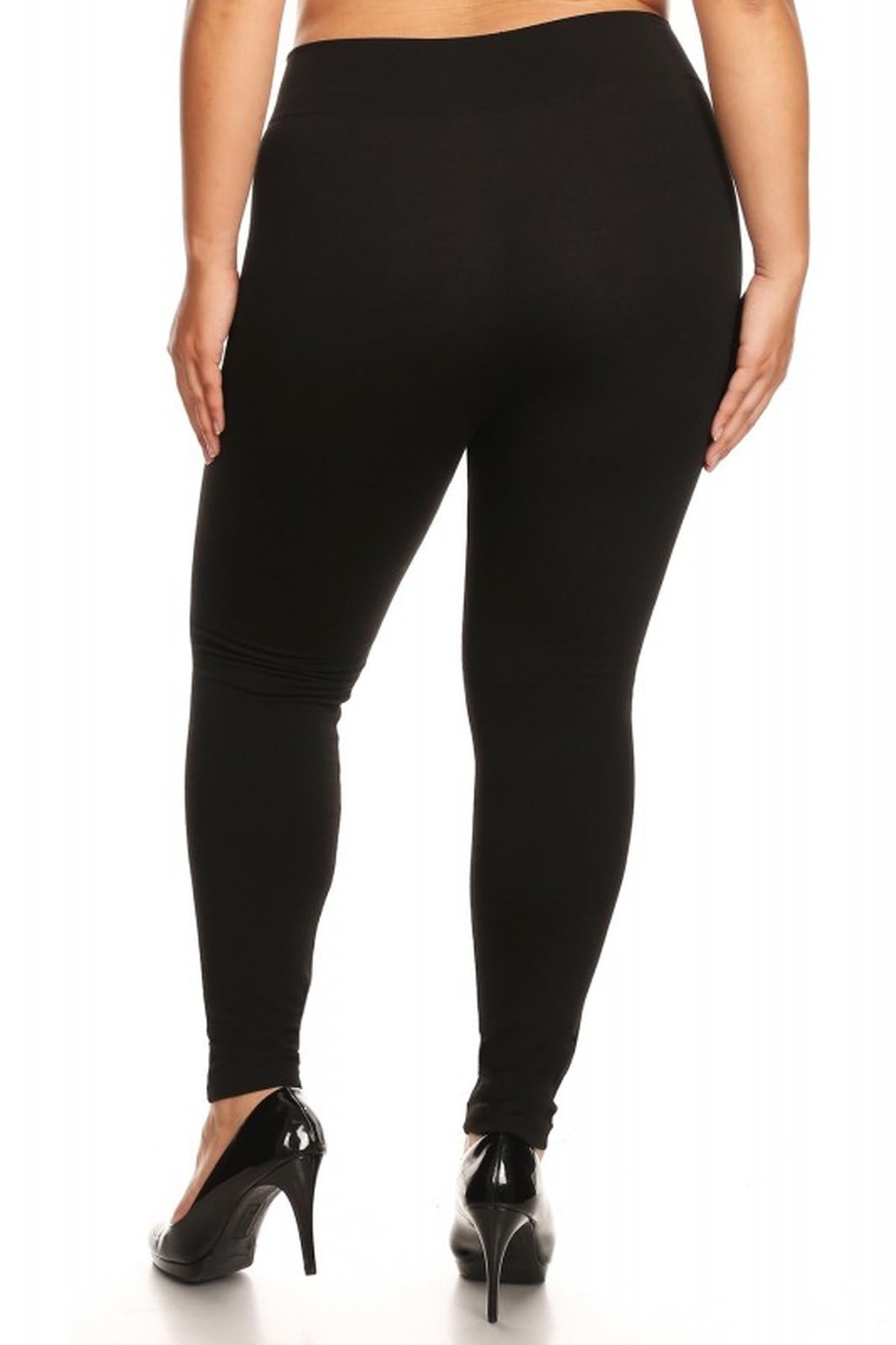 Women's Rib Fit Plus Size Leggings - Black Charcoal - 2 Pack (One Size Plus,Black Charcoal)