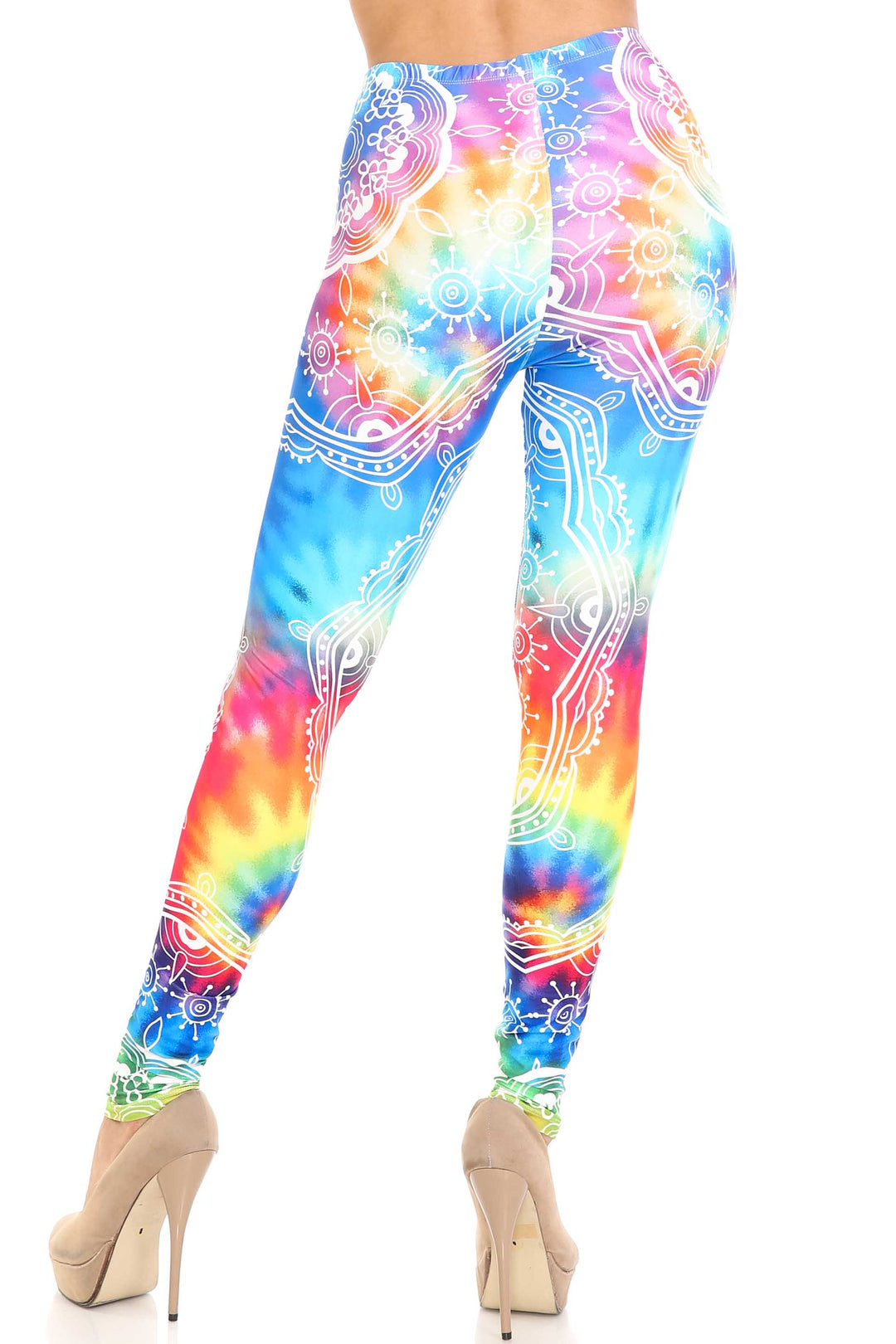 Creamy Soft Premium Women's Leggings California Tie Dye Regular Size, High Rise, Stretchy & Breathable, Comfortable Fit - by USA Fashion