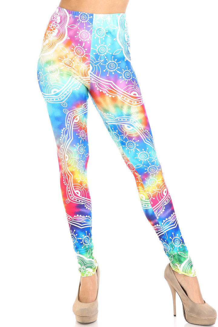 Creamy Soft Premium Women's Leggings California Tie Dye Regular Size, High Rise, Stretchy & Breathable, Comfortable Fit - by USA Fashion