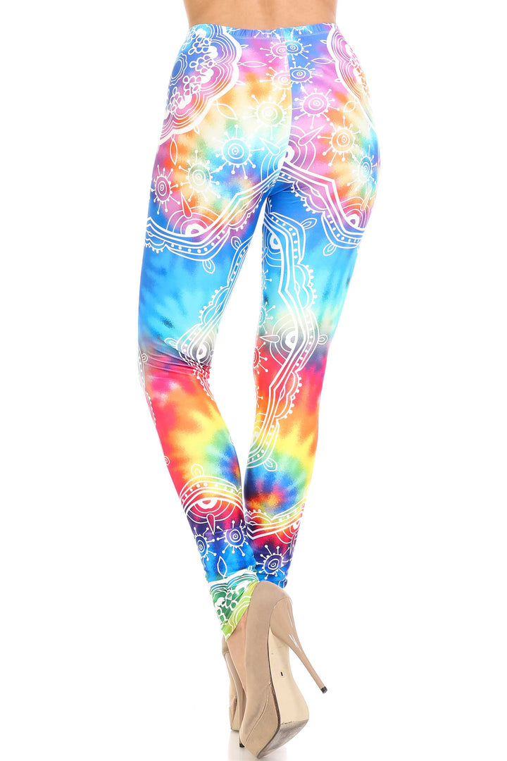 Creamy Soft Premium Women's Leggings California Tie Dye Regular Size, High Rise, Stretchy & Breathable, Comfortable Fit - by USA Fashion
