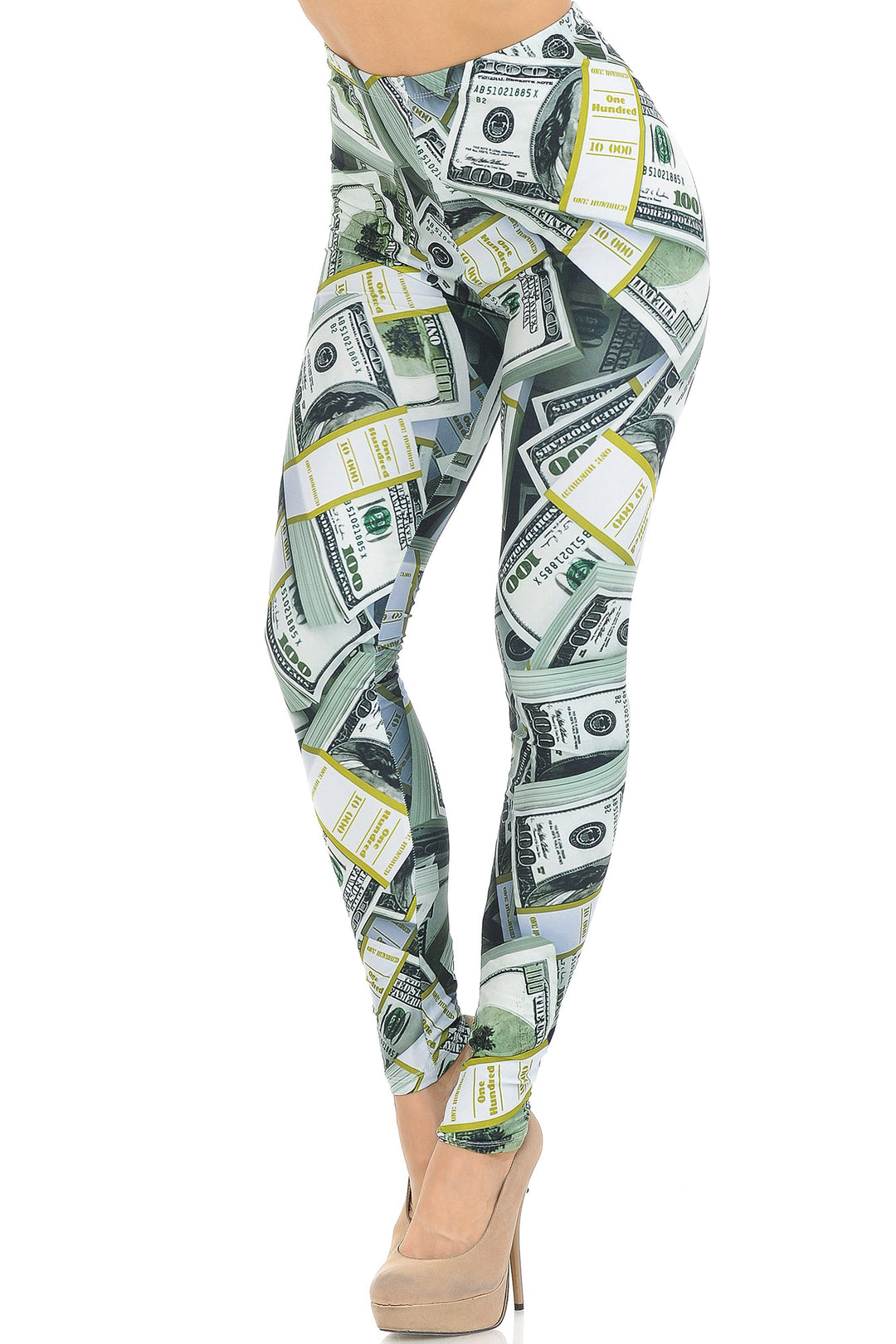 Creamy Soft Premium Women's Leggings Cash Money Regular Size, High Rise, Stretchy & Breathable, Comfortable Fit - by USA Fashion