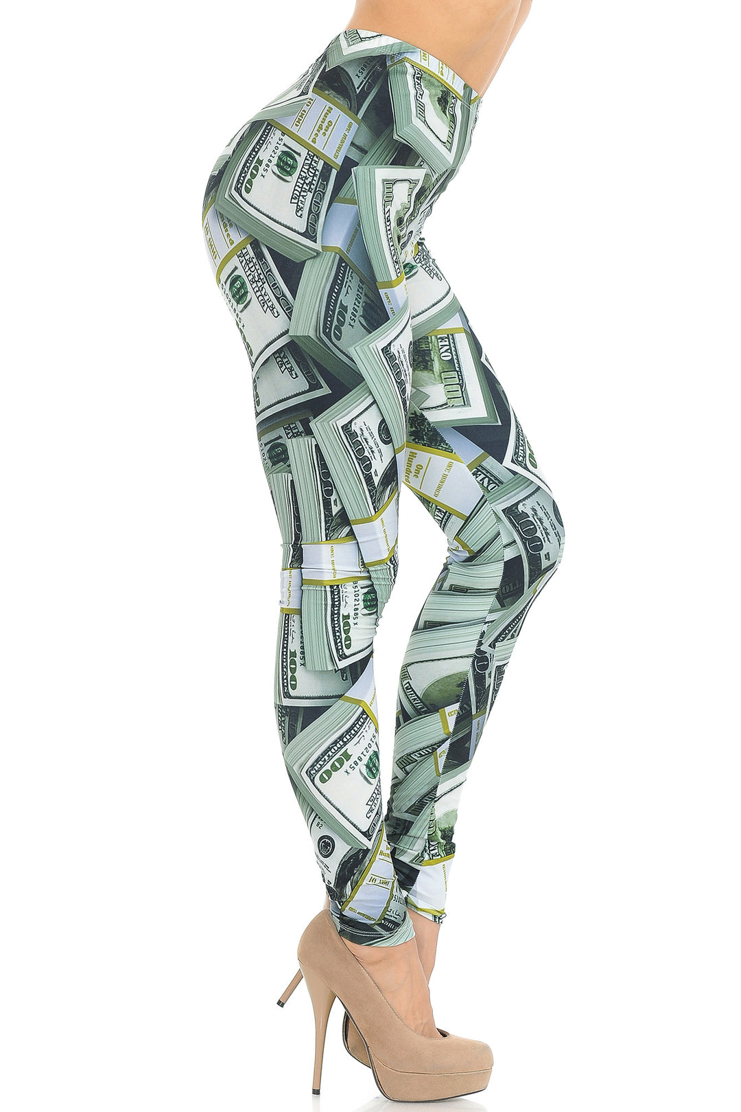 Creamy Soft Premium Women's Leggings Cash Money Regular Size, High Rise, Stretchy & Breathable, Comfortable Fit - by USA Fashion