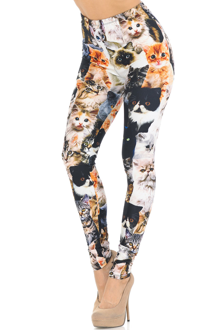 Creamy Soft Cat Collage Extra Small Leggings - USA Fashionâ„¢ (XSmall One Size,Multi Color Bold)