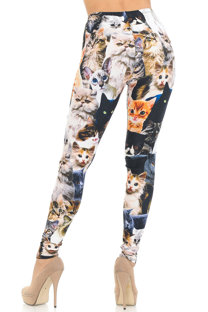 Creamy Soft Cat Collage Extra Small Leggings - USA Fashionâ„¢ (XSmall One Size,Multi Color Bold)