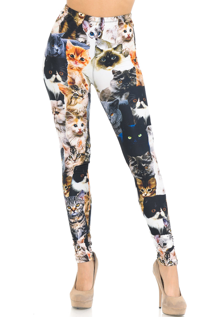 Creamy Soft Cat Collage Extra Small Leggings - USA Fashionâ„¢ (XSmall One Size,Multi Color Bold)