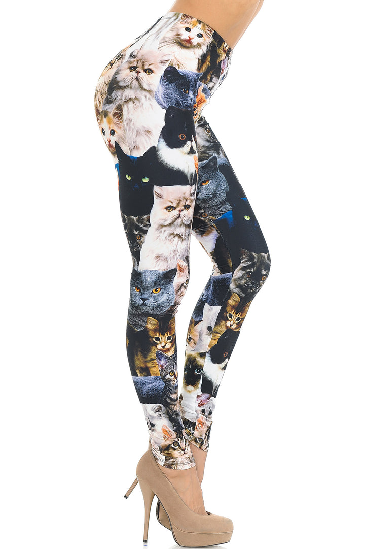 Creamy Soft Cat Collage Extra Small Leggings - USA Fashionâ„¢ (XSmall One Size,Multi Color Bold)