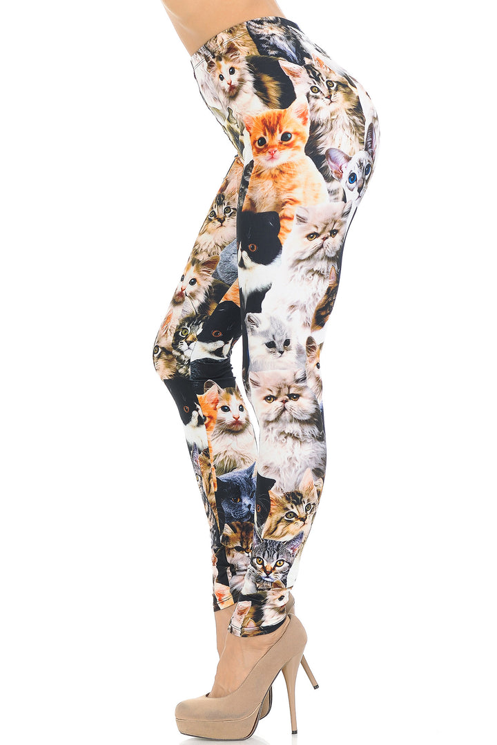 Creamy Soft Cat Collage Extra Small Leggings - USA Fashionâ„¢ (XSmall One Size,Multi Color Bold)