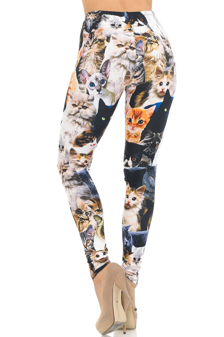 Creamy Soft Cat Collage Extra Small Leggings - USA Fashionâ„¢ (XSmall One Size,Multi Color Bold)