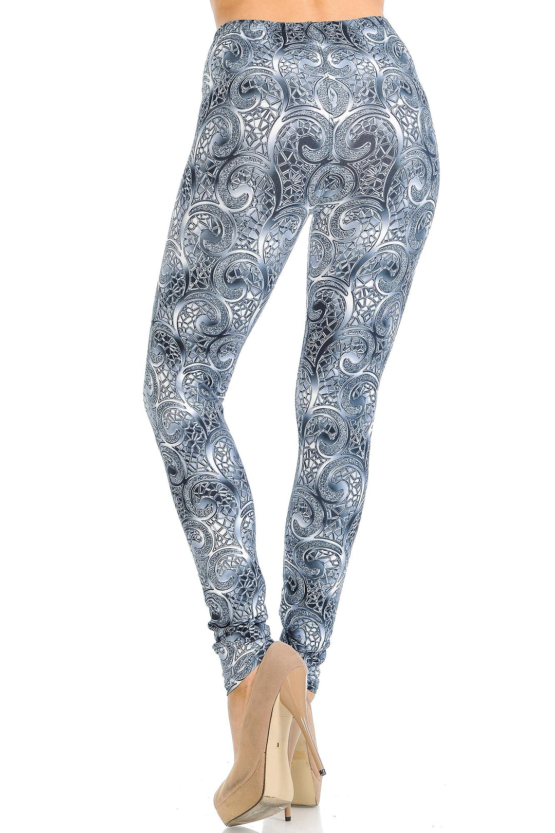 Creamy Soft Swirling Crystal Glass Extra Small Leggings - USA Fashionâ„¢ (XSmall One Size,Charcoal)
