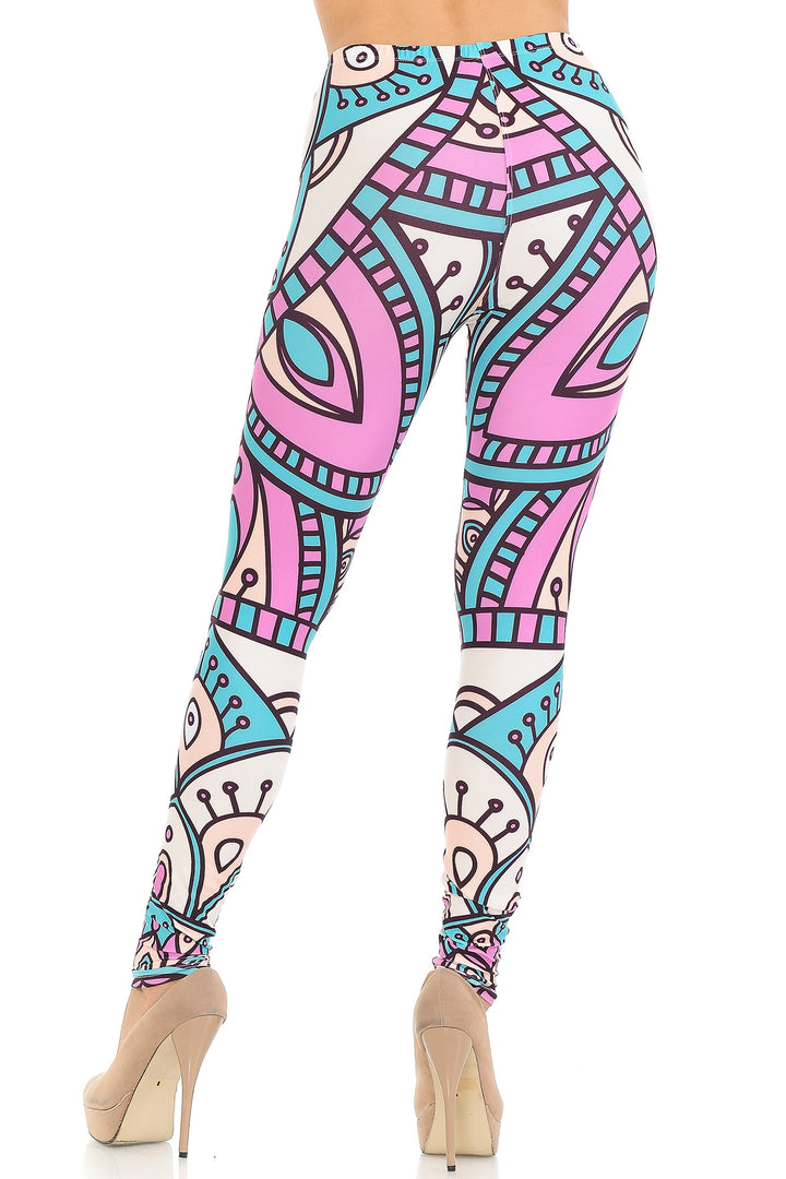 Creamy Soft Premium Women's Leggings Cute Mandala Regular Size, High Rise, Stretchy & Comfortable Fit - by USA Fashion
