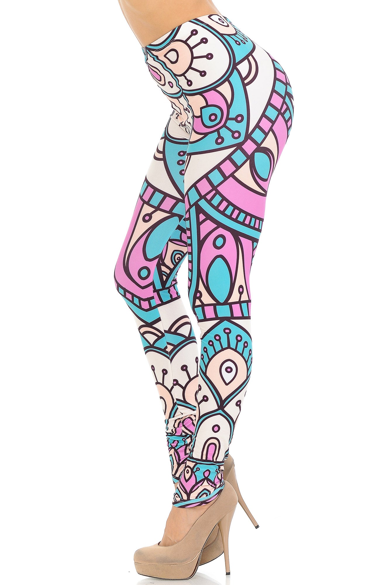 Creamy Soft Premium Women's Leggings Cute Mandala Regular Size, High Rise, Stretchy & Comfortable Fit - by USA Fashion
