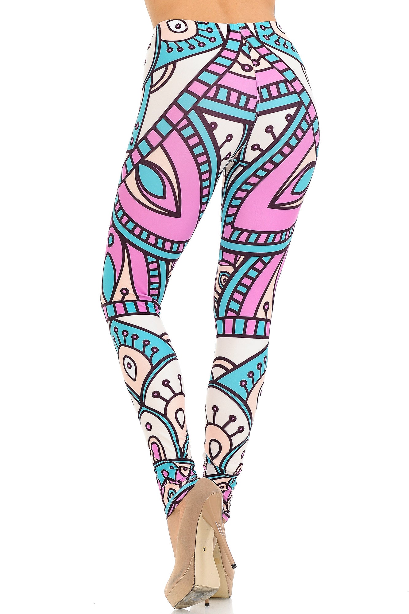 Creamy Soft Premium Women's Leggings Cute Mandala Regular Size, High Rise, Stretchy & Comfortable Fit - by USA Fashion