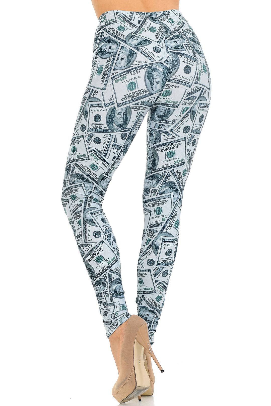 Creamy Soft Premium Women's Leggings Raining Money Regular Size, High Rise, Stretchy & Breathable, Comfortable Fit - by USA Fashion