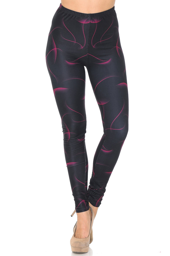 Creamy Soft Premium Women's Leggings Fuchsia Mist Regular Size, High Rise, Stretchy & Breathable, Comfortable Fit - by USA Fashion