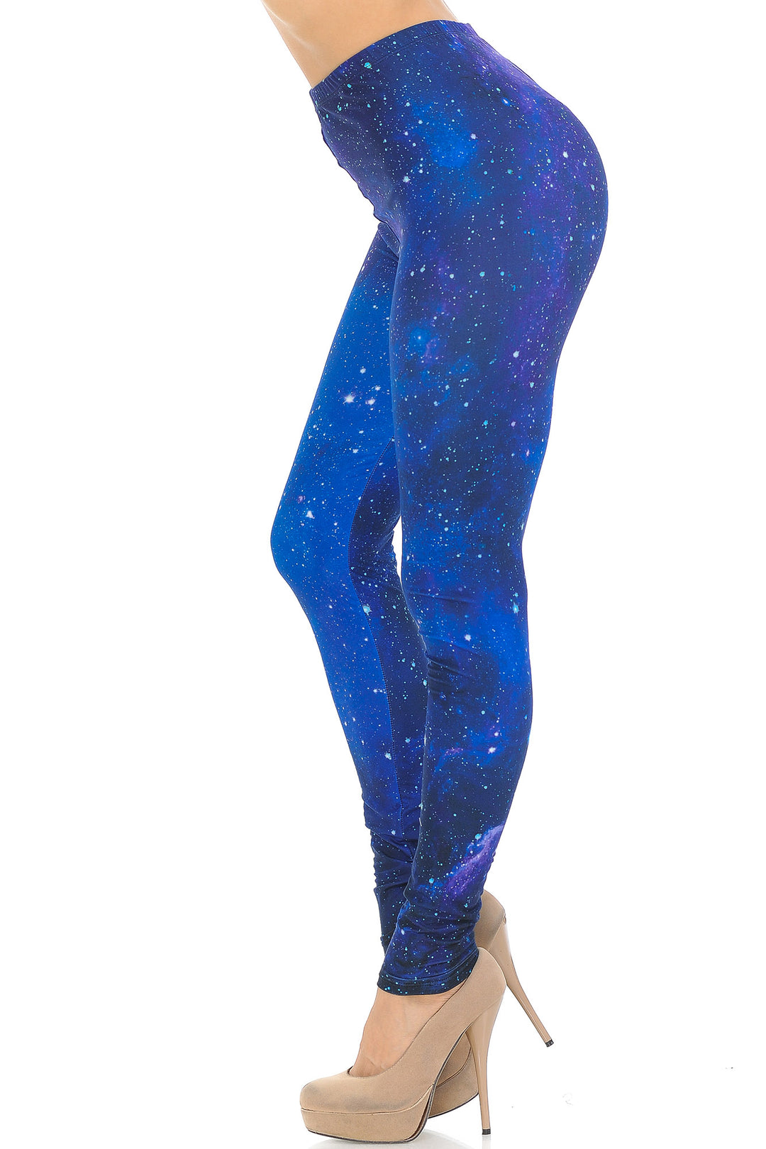 Creamy Soft Premium Women's Leggings Blue Galaxy Regular Size, High Rise, Stretchy & Comfortable Fit - by USA Fashion