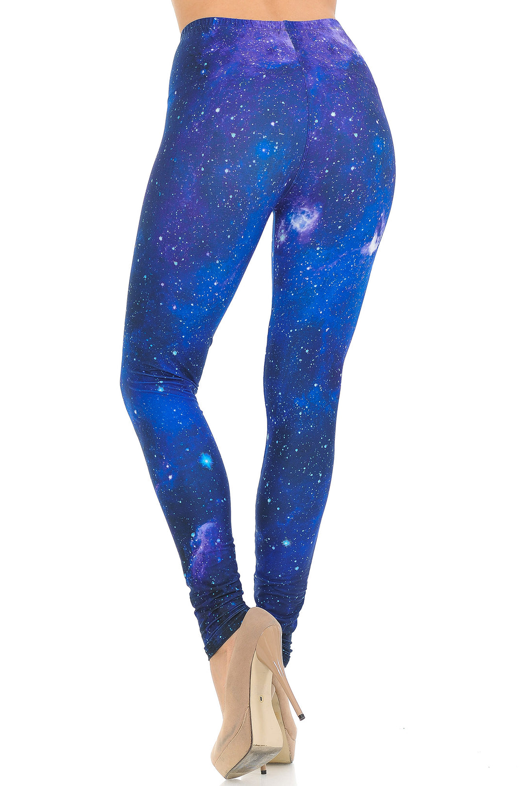 Creamy Soft Premium Women's Leggings Blue Galaxy Regular Size, High Rise, Stretchy & Comfortable Fit - by USA Fashion