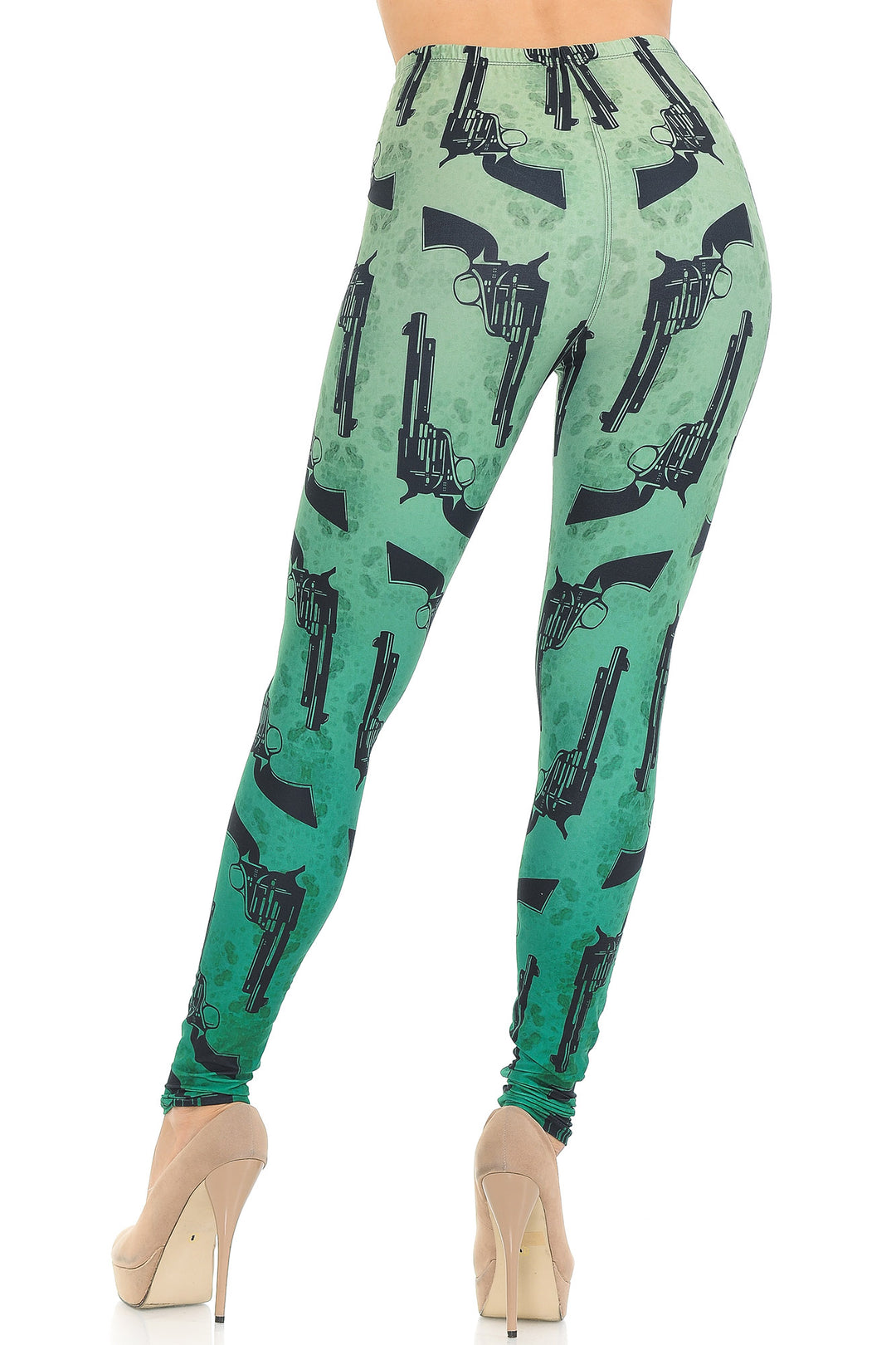 Creamy Soft Premium Women's Leggings Ombre Green Guns Regular Size, High Rise, Stretchy & Breathable, Comfortable Fit - by USA Fashion