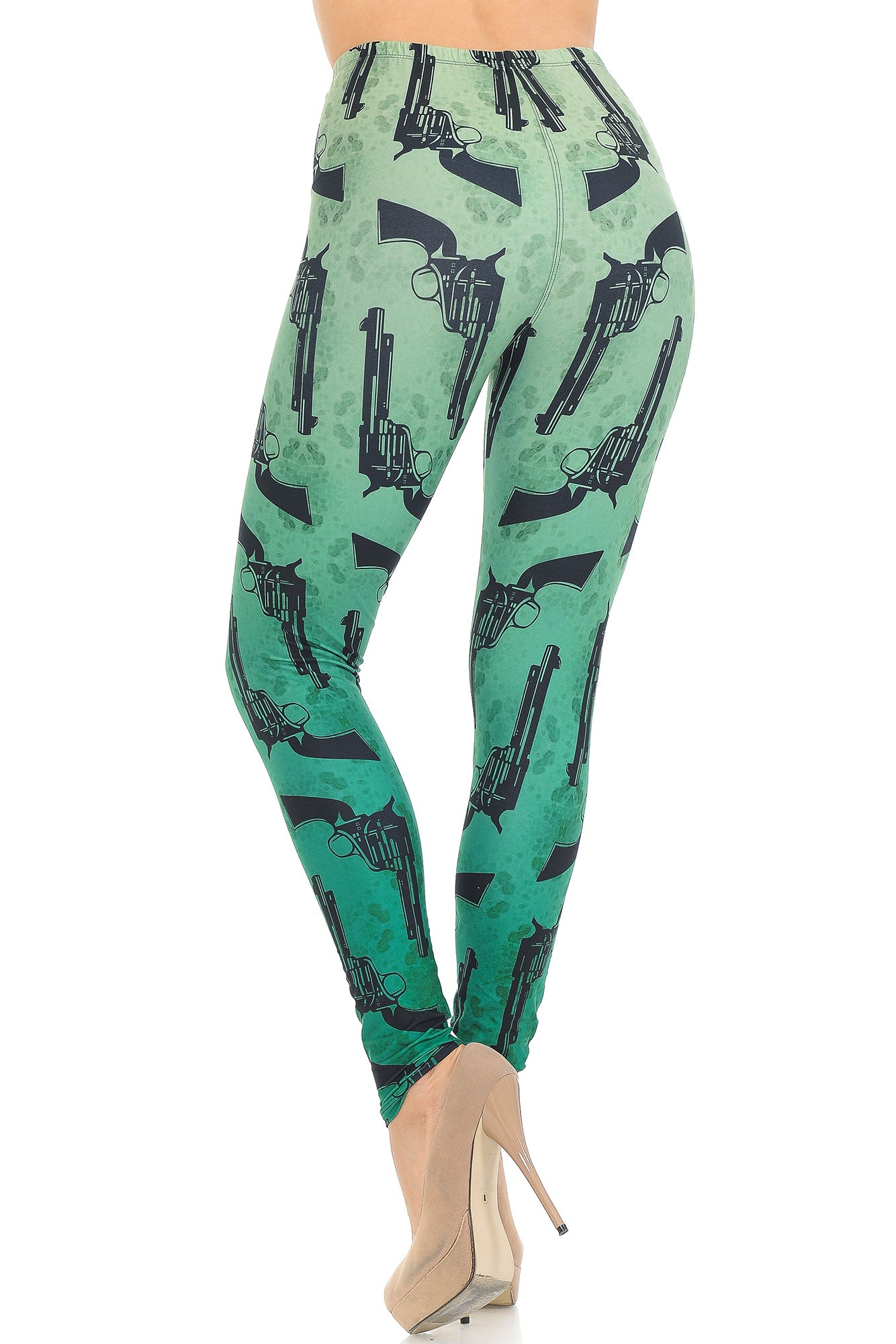 Creamy Soft Premium Women's Leggings Ombre Green Guns Regular Size, High Rise, Stretchy & Breathable, Comfortable Fit - by USA Fashion