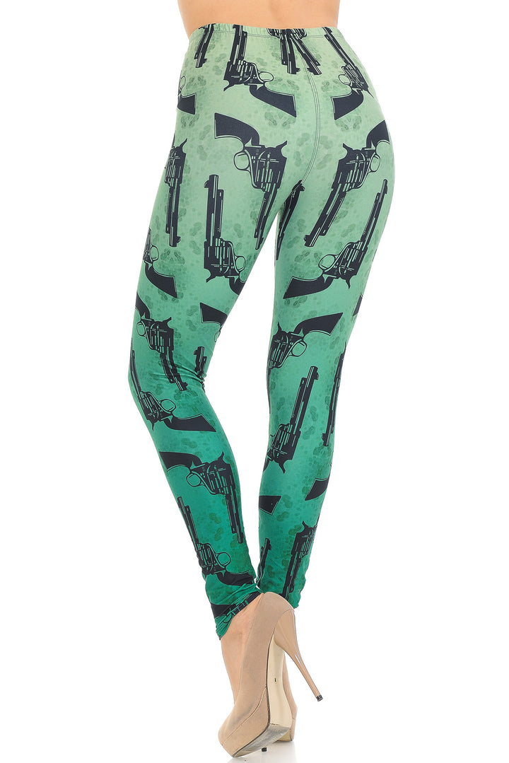 Creamy Soft Ombre Green Guns Extra Small Leggings - USA Fashionâ„¢ (XSmall One Size,Green)