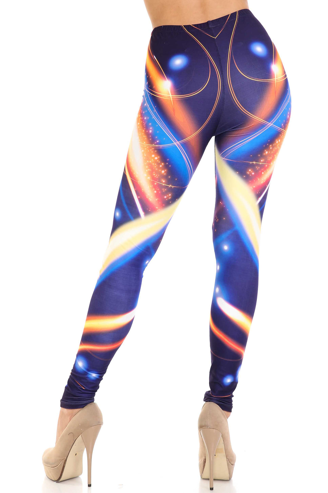 Creamy Soft Premium Women's Leggings Psychedelic Contour Regular Size, High Rise, Stretchy & Breathable, Comfortable Fit - by USA Fashion