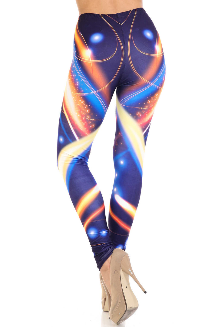 Creamy Soft Premium Women's Leggings Psychedelic Contour Regular Size, High Rise, Stretchy & Breathable, Comfortable Fit - by USA Fashion