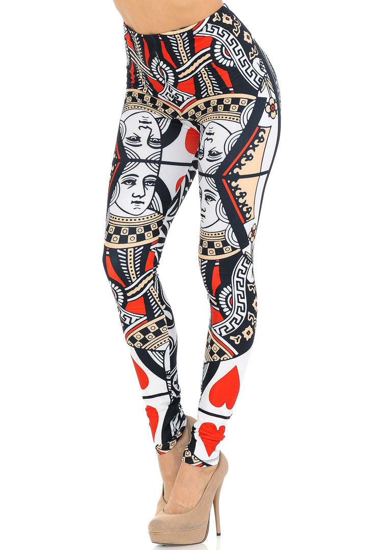 Creamy Soft Queen of Hearts Extra Small Leggings - USA Fashionâ„¢ (XSmall One Size,Multi Color Bold)