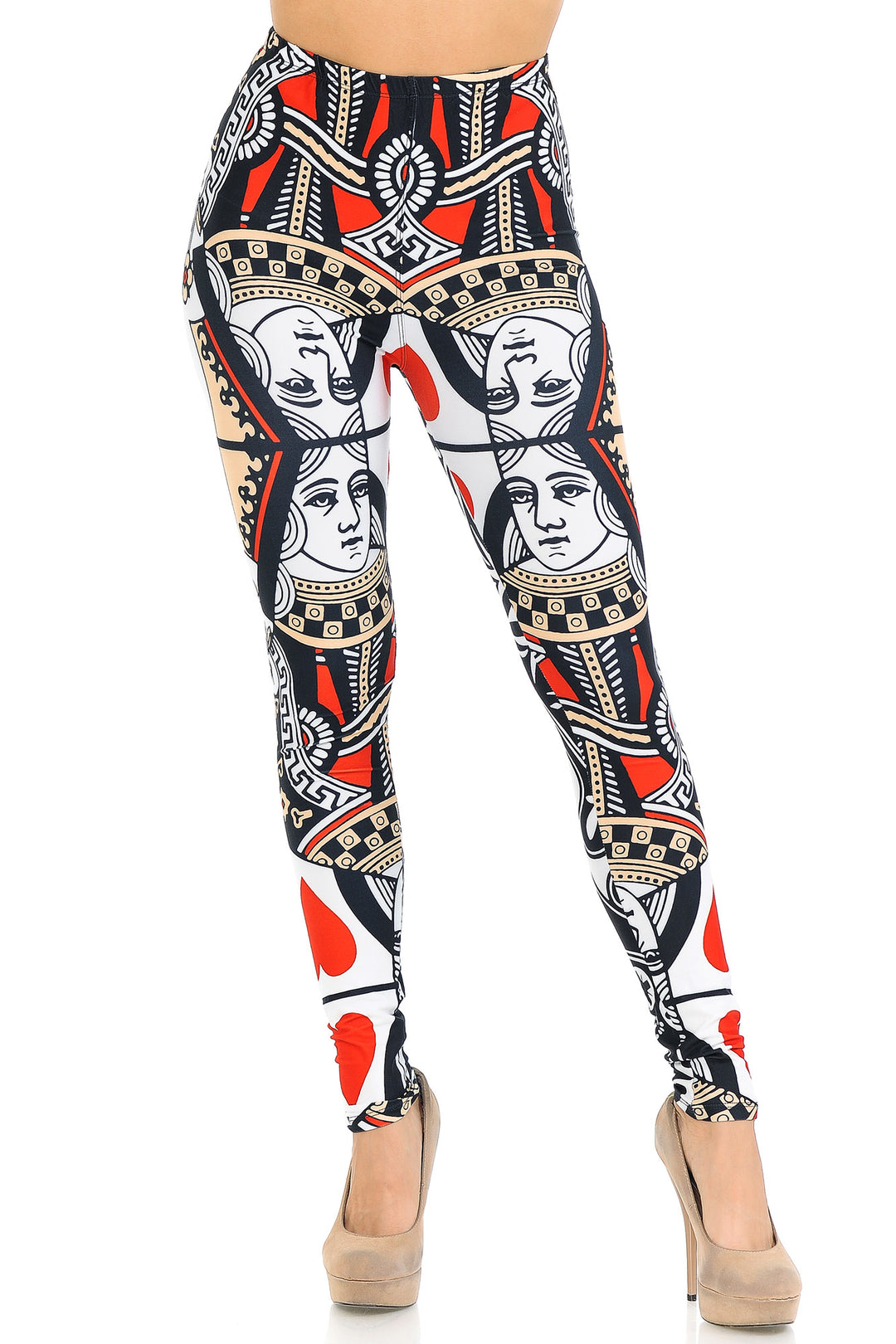 Creamy Soft Queen of Hearts Extra Small Leggings - USA Fashionâ„¢ (XSmall One Size,Multi Color Bold)
